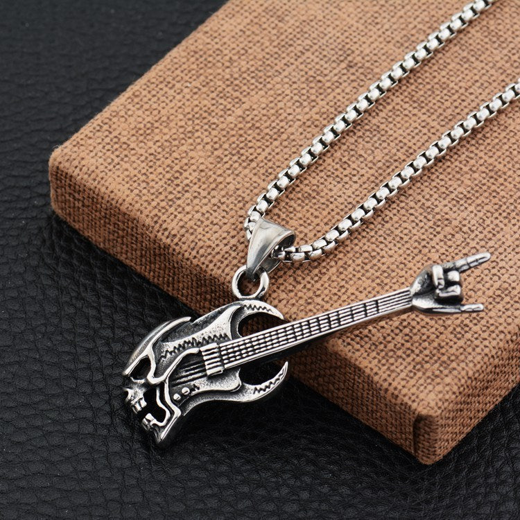 Guitar pendant with "Skull and Horns" 